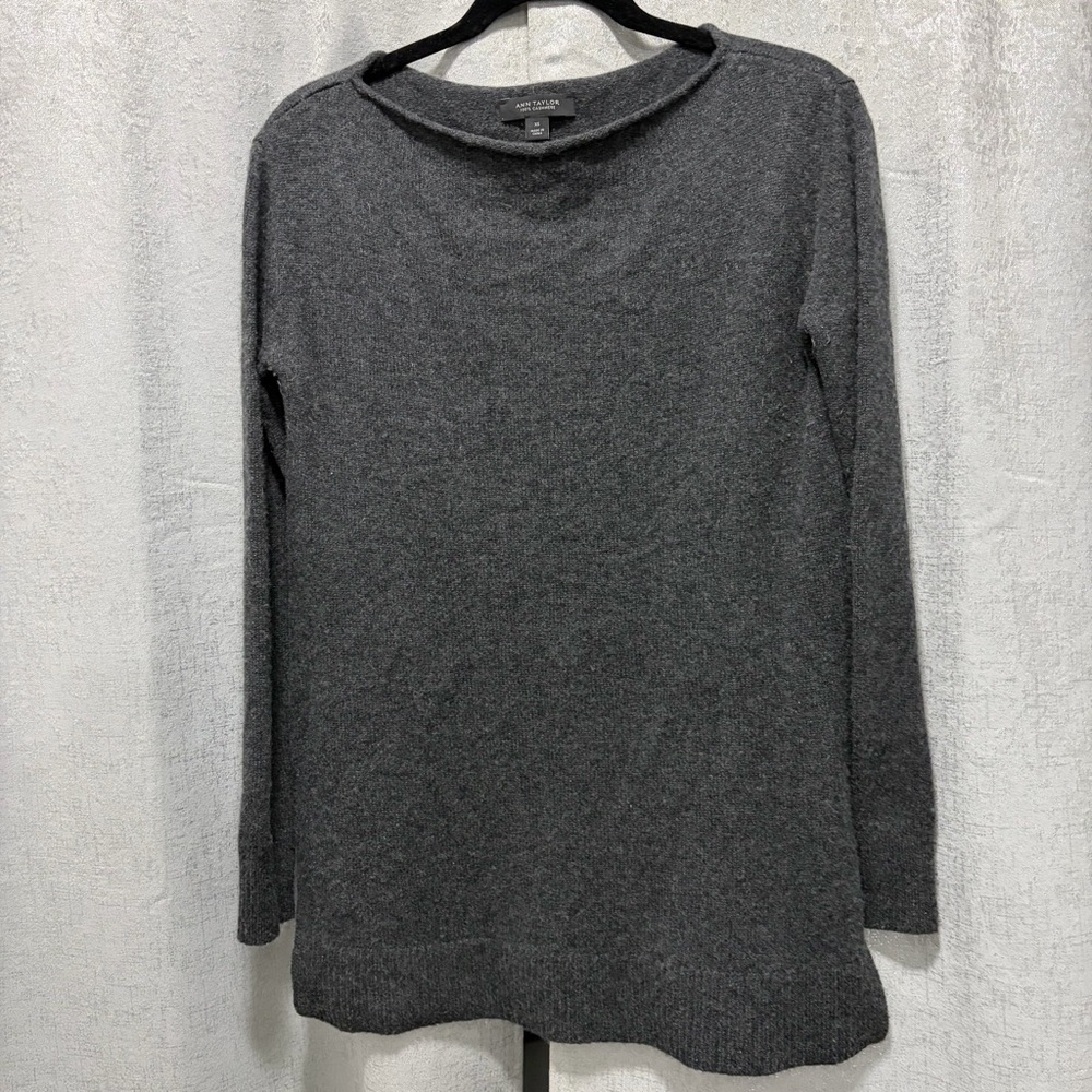 Ann Taylor Cashmere Crewneck Sweater Charcoal XS